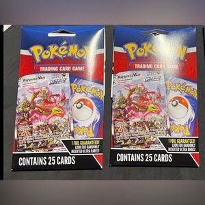 2 Pokemon Trading Card Mystery Packs contains 25 Cards Ea. ( 1 Foil CARD) Sealed
